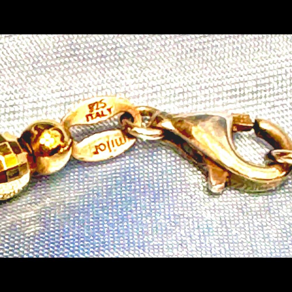 VINTAGE SIGNED MILOR ITALY STERLING SILVER TUBE BAR & GOLD PLATED BALL NECKLACE. - Picture 5 of 5